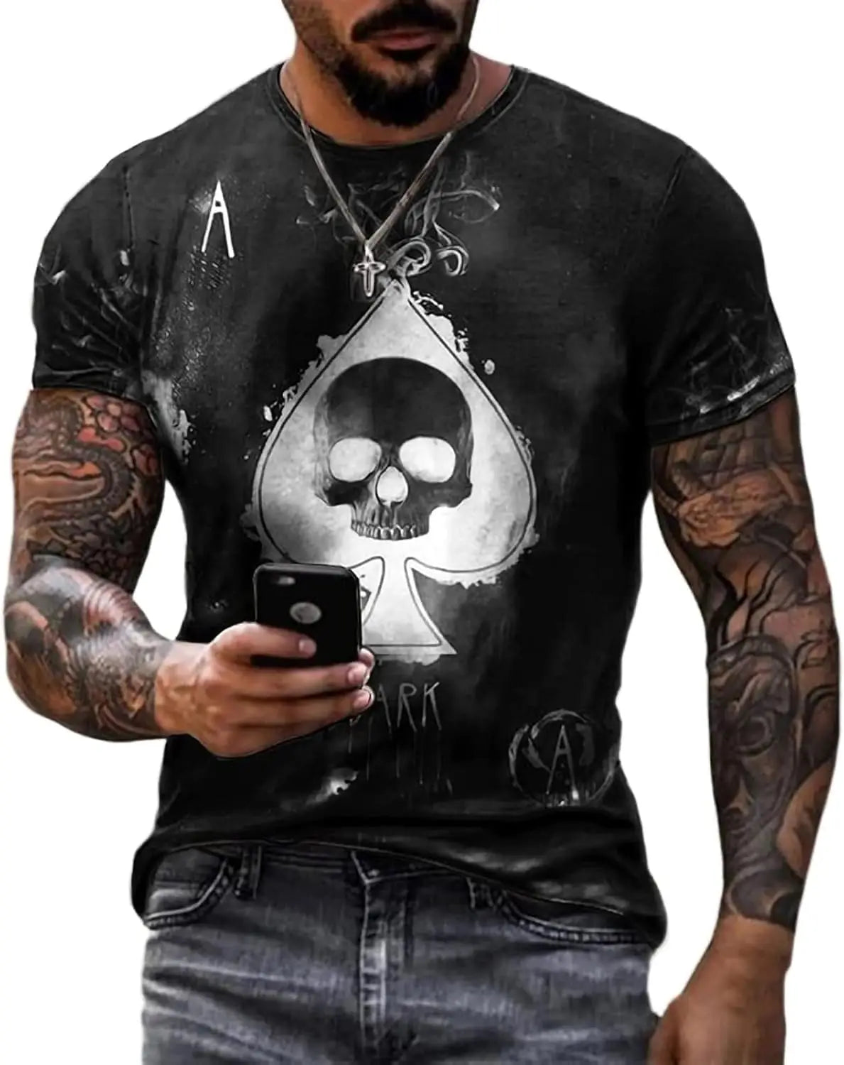 3D Poker Shirt Men Funny Graphic Tee Vintage Short Sleeve Tshirt Casual Summer Workout Tops 2026 Fashion Streetwear Clothes