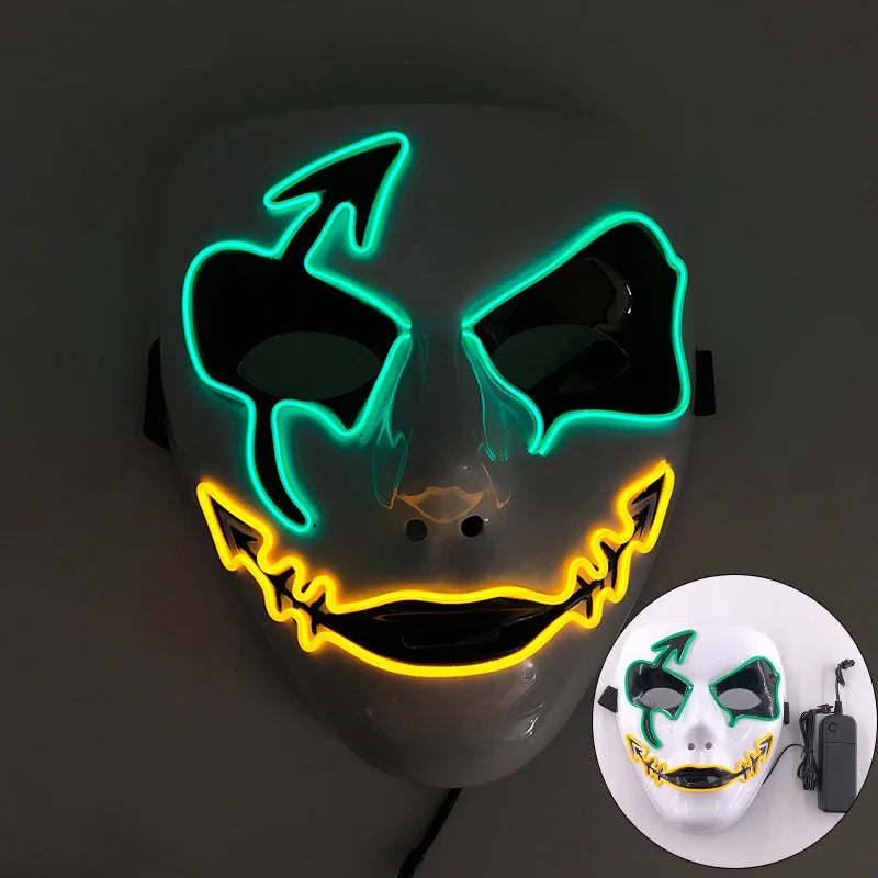 Cool Neon Light up Fox Mask Men Halloween Luminous Disguise Masks Glow in the Dark Cosplay Costume Trick or Treat Decoration