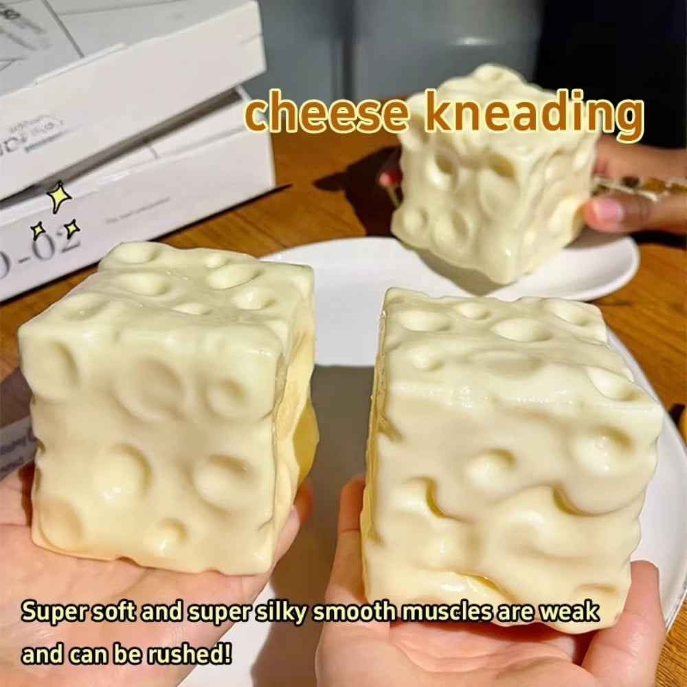 Vaseline Jumbo Cheese Cube Stress Ball - Large Shapeable Non-Bounce Fidget Toy for Anti-Stress And Sensory Play Festival Gift Id