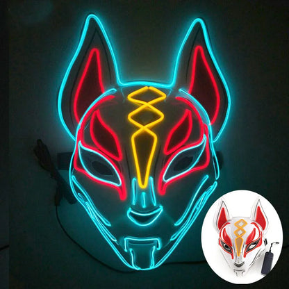 Cool Neon Light up Fox Mask Men Halloween Luminous Disguise Masks Glow in the Dark Cosplay Costume Trick or Treat Decoration