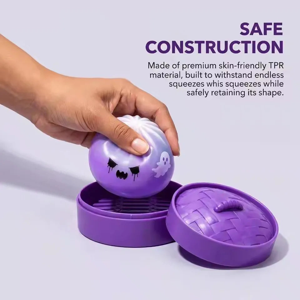 New Halloween Ghost DumplingsToy Soft Slow Resilience Squishy Toy Fidget Steamed Stuffed Bun Squishy Pinch Le