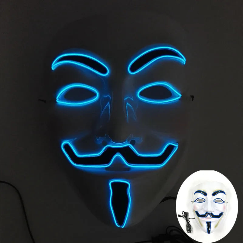 Cool Neon Light up Fox Mask Men Halloween Luminous Disguise Masks Glow in the Dark Cosplay Costume Trick or Treat Decoration