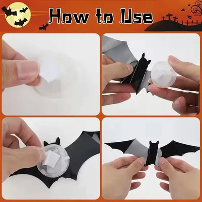 12/24pcs Halloween New Night Light Bat PET Stereoscopic Bat Festival Party Decoration LED Night Light Wall Decal