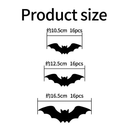 12/24pcs Halloween New Night Light Bat PET Stereoscopic Bat Festival Party Decoration LED Night Light Wall Decal