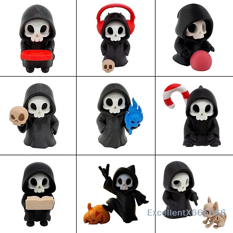 Gothic Grim Reaper Figurines, Cute Skeleton Desk Decor, Skeleton Statue, Spooky Small Halloween Ornament, Halloween Gift
