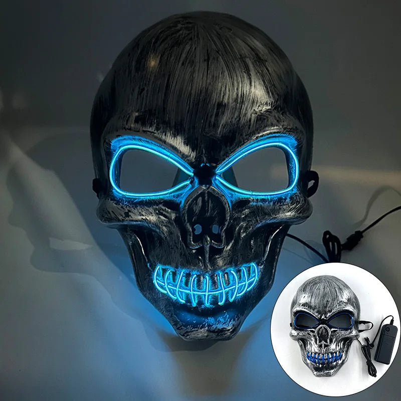 Cool Neon Light up Fox Mask Men Halloween Luminous Disguise Masks Glow in the Dark Cosplay Costume Trick or Treat Decoration