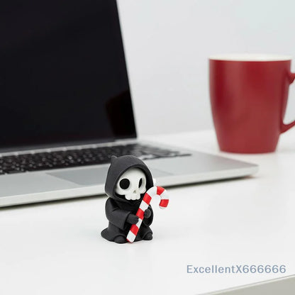 Gothic Grim Reaper Figurines, Cute Skeleton Desk Decor, Skeleton Statue, Spooky Small Halloween Ornament, Halloween Gift