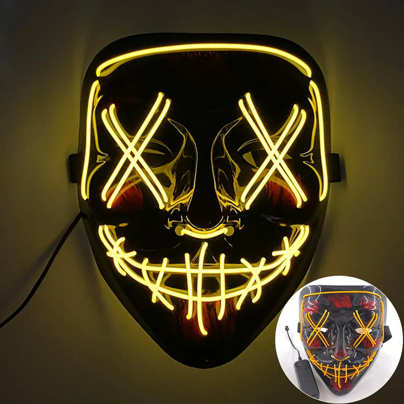 Cool Neon Light up Fox Mask Men Halloween Luminous Disguise Masks Glow in the Dark Cosplay Costume Trick or Treat Decoration