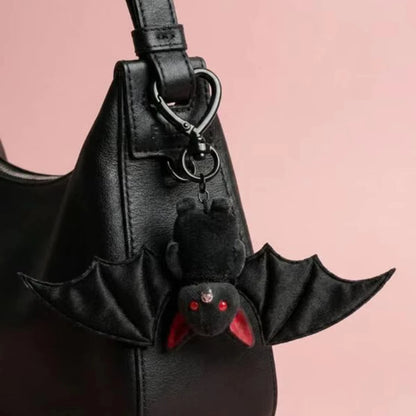 Jardme Plush Black Bat Keychain for Backpack Bag Handbag Purse Car Keys Transformable Gothic Bat Key Ring Halloween Gift