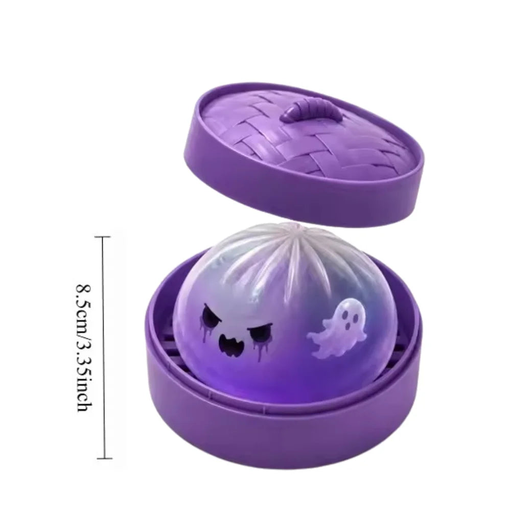 New Halloween Ghost DumplingsToy Soft Slow Resilience Squishy Toy Fidget Steamed Stuffed Bun Squishy Pinch Le