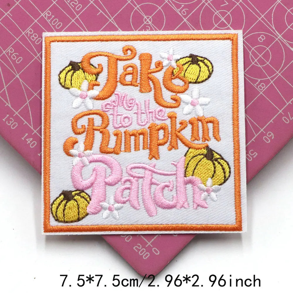 1PC Christmas Patches Iron on Patches For Clothing Chenille Embroidered Patch DIY Applique Patches With Gold Edge Patch