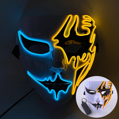 Cool Neon Light up Fox Mask Men Halloween Luminous Disguise Masks Glow in the Dark Cosplay Costume Trick or Treat Decoration