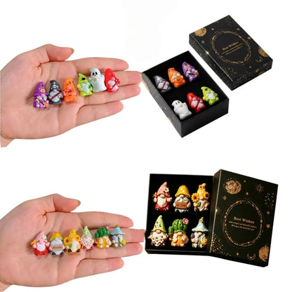 Halloween Witch Mini Dwarf Resin Figurine, with gift box, suitable for shelves, garden bonsai, party decoration and as a gift.