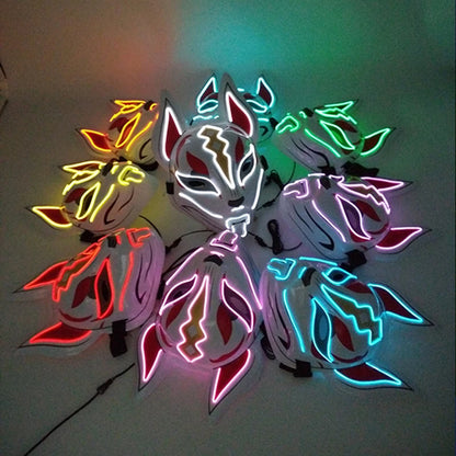 Cool Neon Light up Fox Mask Men Halloween Luminous Disguise Masks Glow in the Dark Cosplay Costume Trick or Treat Decoration