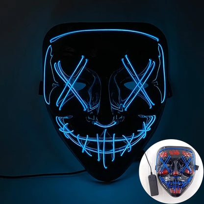 Cool Neon Light up Fox Mask Men Halloween Luminous Disguise Masks Glow in the Dark Cosplay Costume Trick or Treat Decoration