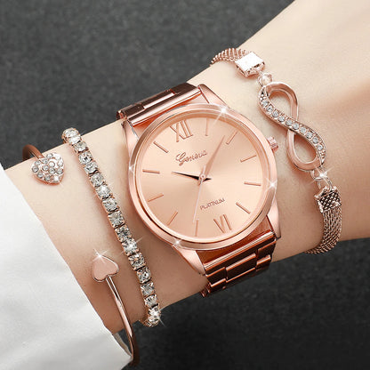 4PCS/Set Fashion Rhinestone Women Luxury Steel Band
