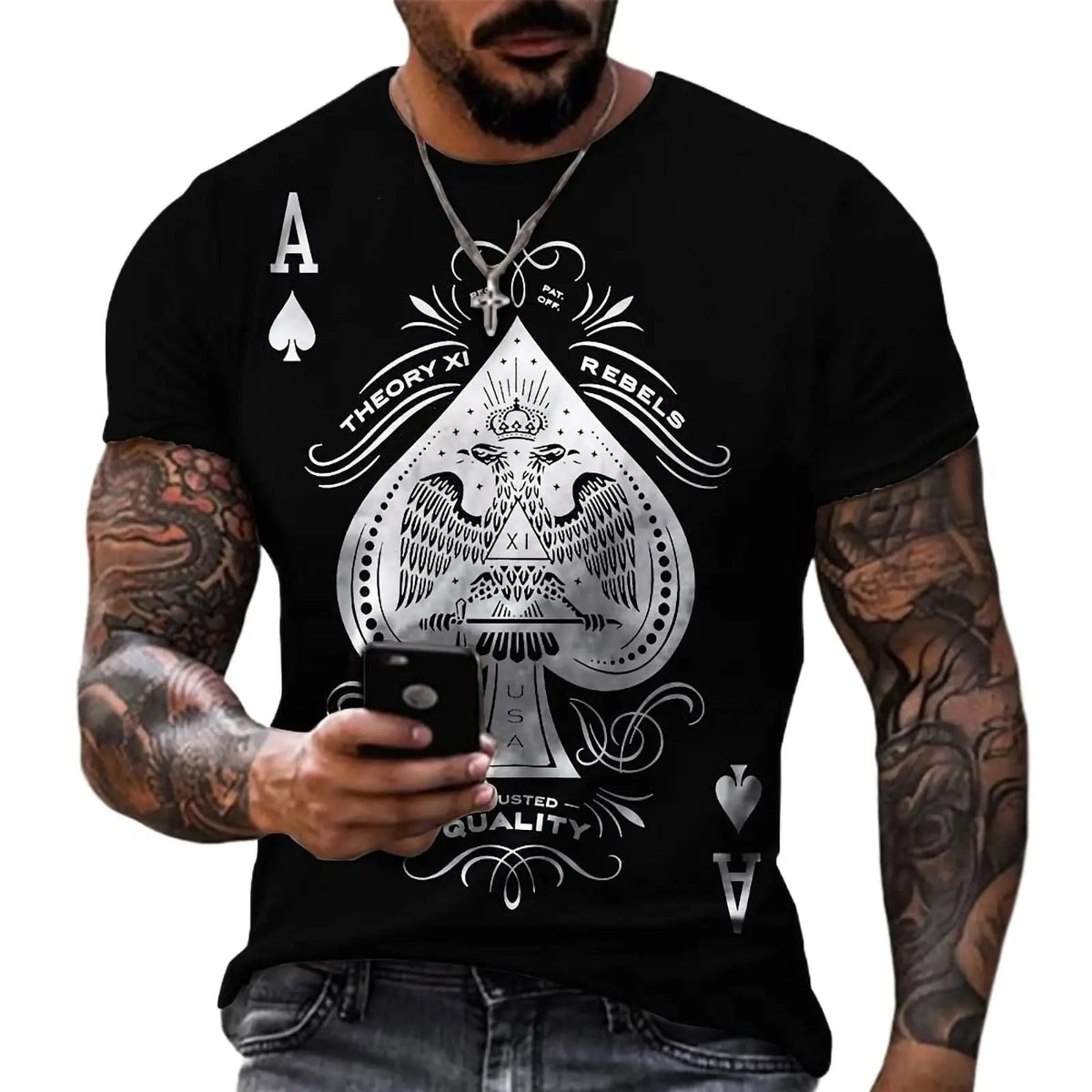 3D Poker Shirt Men Funny Graphic Tee Vintage Short Sleeve Tshirt Casual Summer Workout Tops 2026 Fashion Streetwear Clothes