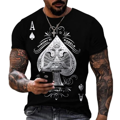 3D Poker Shirt Men Funny Graphic Tee Vintage Short Sleeve Tshirt Casual Summer Workout Tops 2026 Fashion Streetwear Clothes