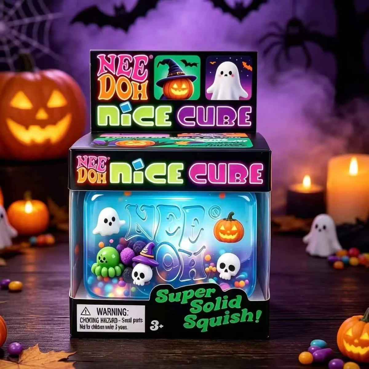 NeeDoh Nice Cube Squishy Toy Halloween Christmas Themed Squeeze Fidget Cube Stress Relief Sensory Toy Kids Adults Holiday Gift