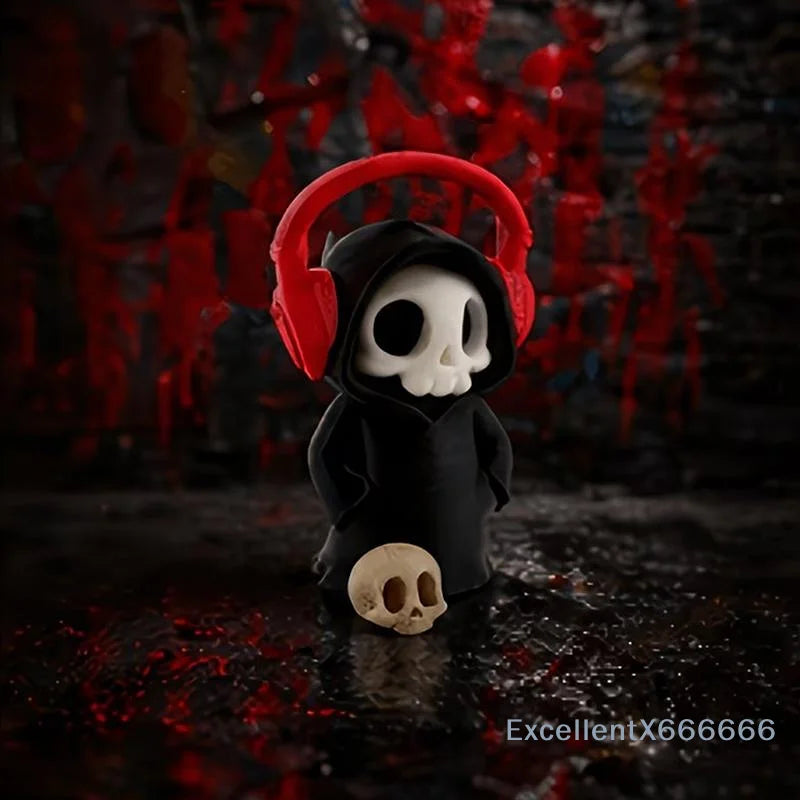 Gothic Grim Reaper Figurines, Cute Skeleton Desk Decor, Skeleton Statue, Spooky Small Halloween Ornament, Halloween Gift