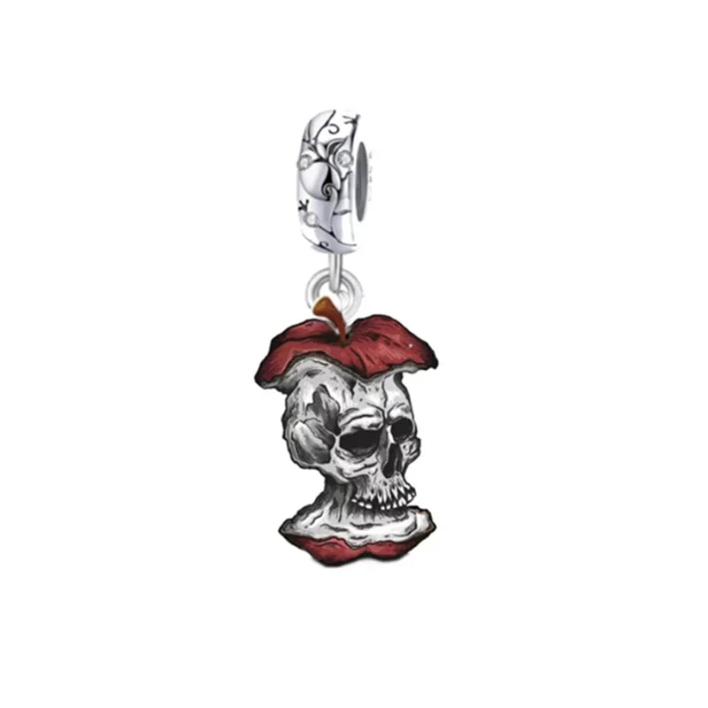 Original Charms Bead 925 Sterling Silver Horror Nun Grim Reaper Poison Apple Halloween Pendants Fit Bracelet DIY Jewelry Marking