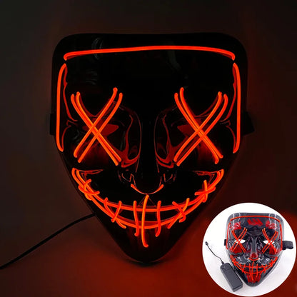 Cool Neon Light up Fox Mask Men Halloween Luminous Disguise Masks Glow in the Dark Cosplay Costume Trick or Treat Decoration