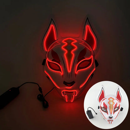 Cool Neon Light up Fox Mask Men Halloween Luminous Disguise Masks Glow in the Dark Cosplay Costume Trick or Treat Decoration