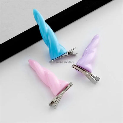 White Hair Clip Horn Anime Animal for Halloween Hair Clip for Lady Girl