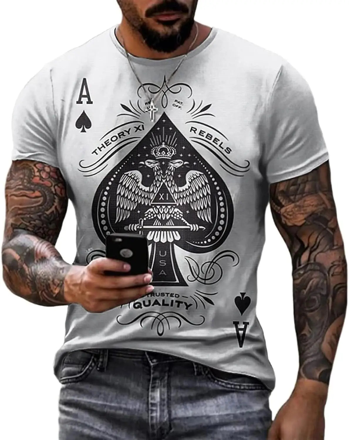 3D Poker Shirt Men Funny Graphic Tee Vintage Short Sleeve Tshirt Casual Summer Workout Tops 2026 Fashion Streetwear Clothes