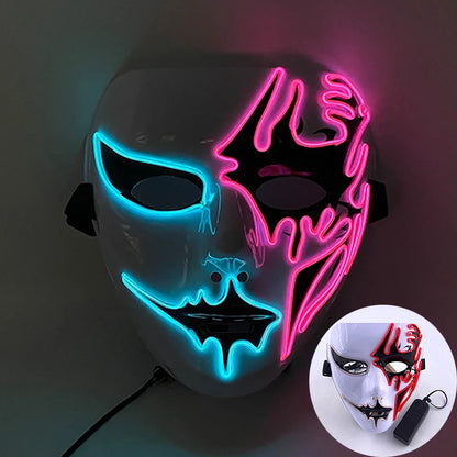 Cool Neon Light up Fox Mask Men Halloween Luminous Disguise Masks Glow in the Dark Cosplay Costume Trick or Treat Decoration