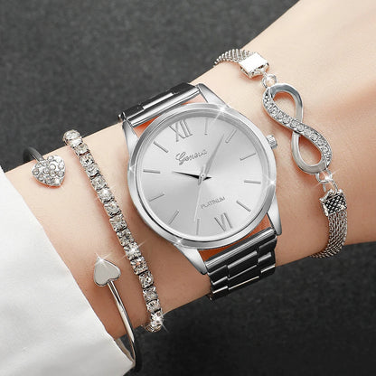 4PCS/Set Fashion Rhinestone Women Luxury Steel Band