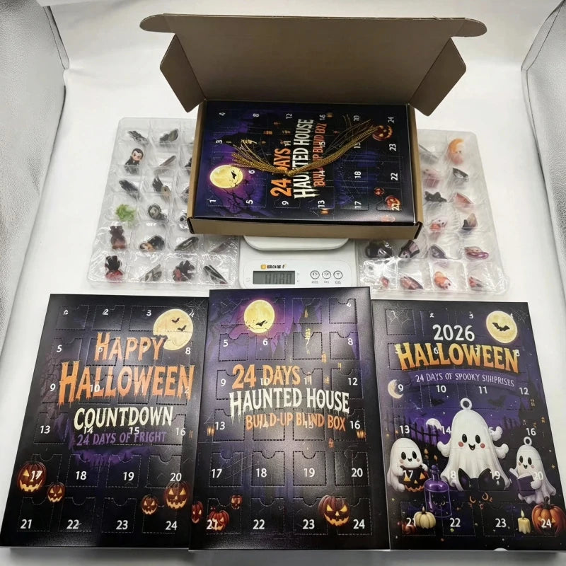 2026 Halloween Advent Calendar 24 Days Countdown 24pcs Horror Movie Mini Figures Set Desktop Home Party Decoration Surprise Gift