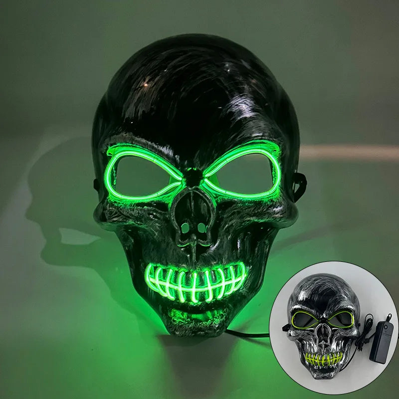 Cool Neon Light up Fox Mask Men Halloween Luminous Disguise Masks Glow in the Dark Cosplay Costume Trick or Treat Decoration