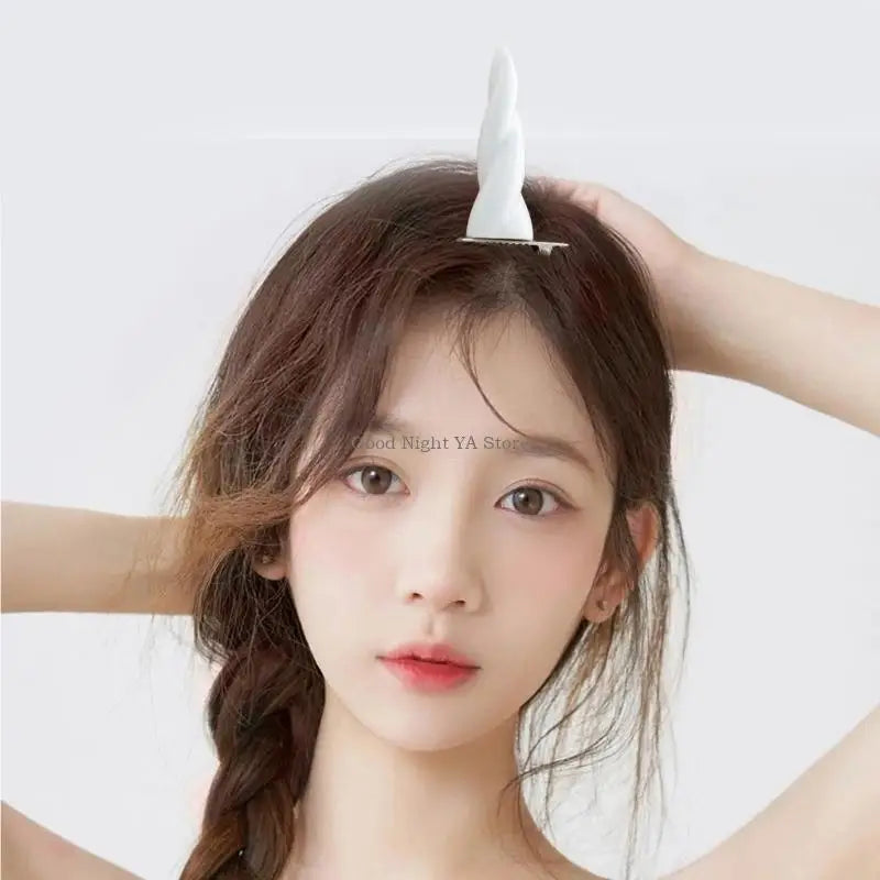 White Hair Clip Horn Anime Animal for Halloween Hair Clip for Lady Girl