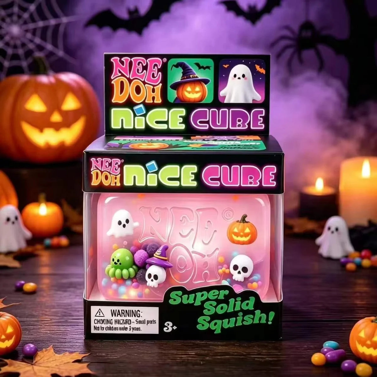 NeeDoh Nice Cube Squishy Toy Halloween Christmas Themed Squeeze Fidget Cube Stress Relief Sensory Toy Kids Adults Holiday Gift