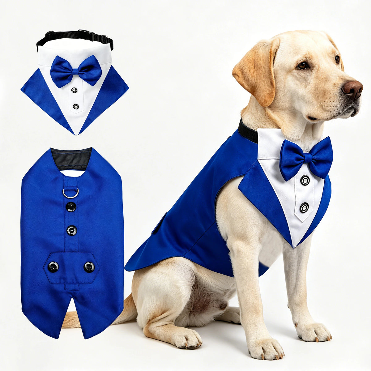 Formal Dog Elegant Suit and Colar Bandana Set