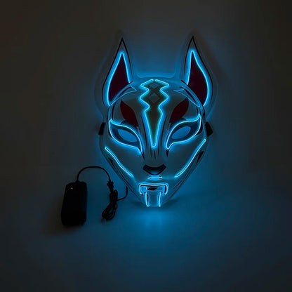 Cool Neon Light up Fox Mask Men Halloween Luminous Disguise Masks Glow in the Dark Cosplay Costume Trick or Treat Decoration