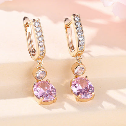 Micro Inlaid White Diamond Zircon Earrings