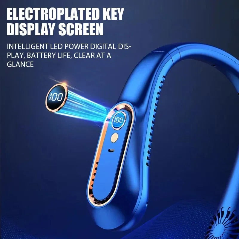 3000mAh Hanging Neck Fan Portable Bladeless Mini USB Rechargeable Mute LED Digital Display Electric Fan Summer Air Cooler New