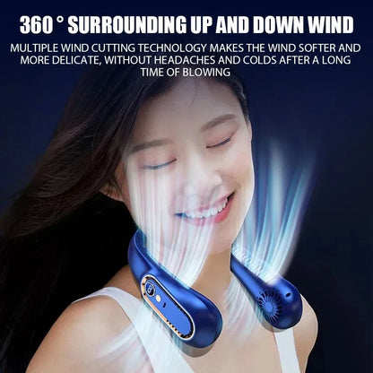 3000mAh Hanging Neck Fan Portable Bladeless Mini USB Rechargeable Mute LED Digital Display Electric Fan Summer Air Cooler New