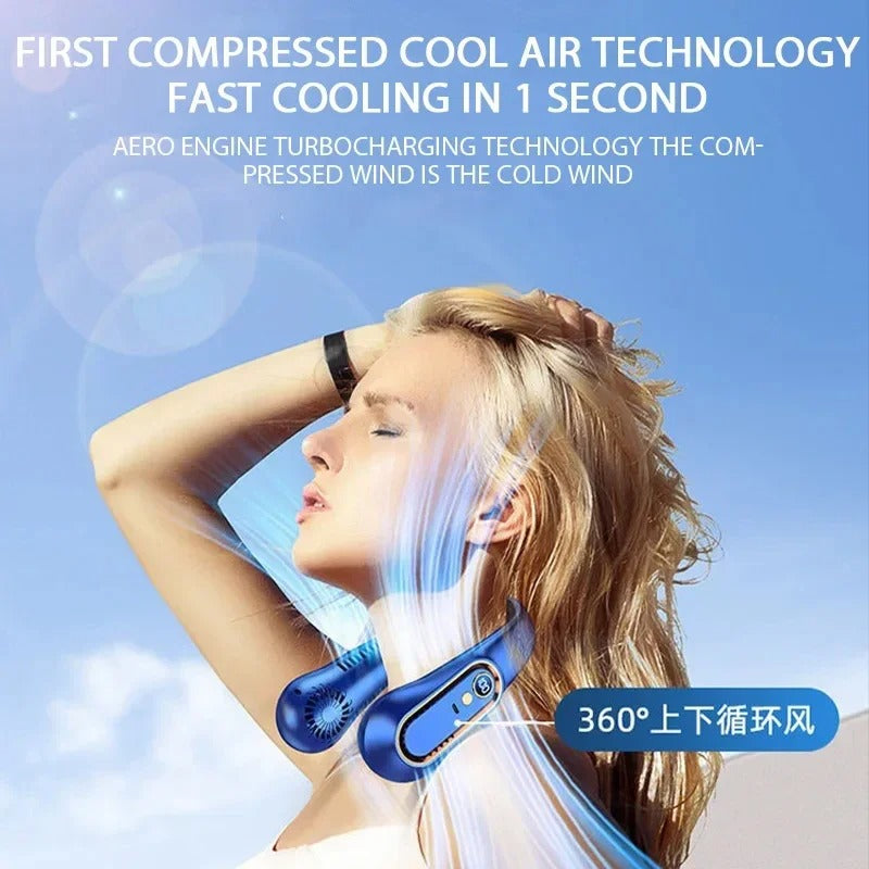 3000mAh Hanging Neck Fan Portable Bladeless Mini USB Rechargeable Mute LED Digital Display Electric Fan Summer Air Cooler New