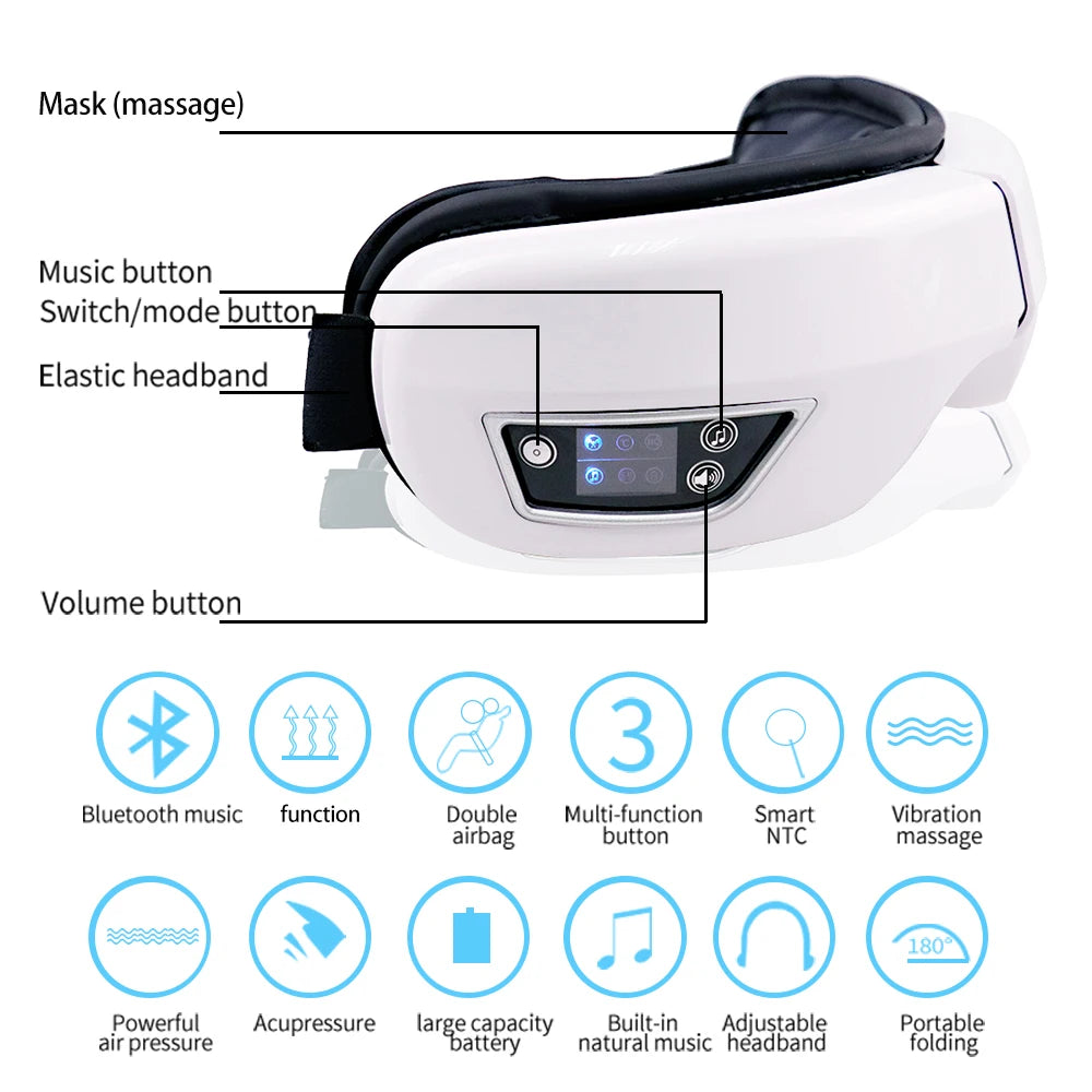 Portable Eye Massager with Heat & Vibration (Bluetooth Music)