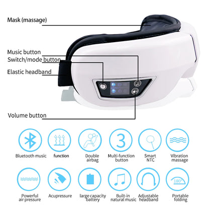 Portable Eye Massager with Heat & Vibration (Bluetooth Music)